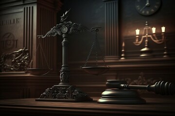 image, a judge's gavel and a scale of justice, generative ai