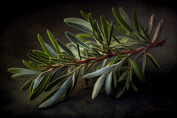 Fresh Rosemary aromatic herb. Close up view. Generative Ai