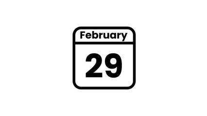 29 February calendar icon animation. Luma matte with transparent background 4K resolution
