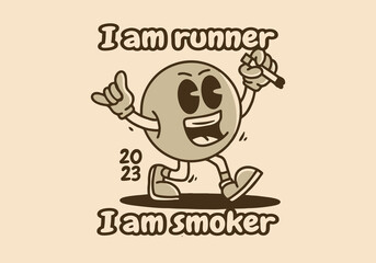 The ball mascot character holding a cigarette