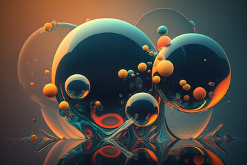 Abstract water bubble drop color background graphic design wallpaper. Generative ai.