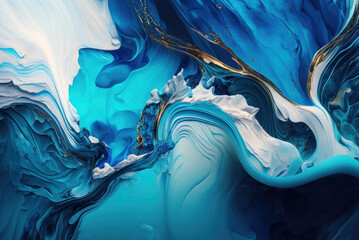 Blue creative abstract hand painted design wallpaper background, marble texture. generative ai.