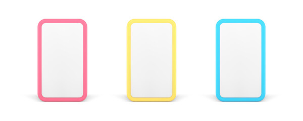 Smartphone display empty interface template digital communication technology 3d icon set vector