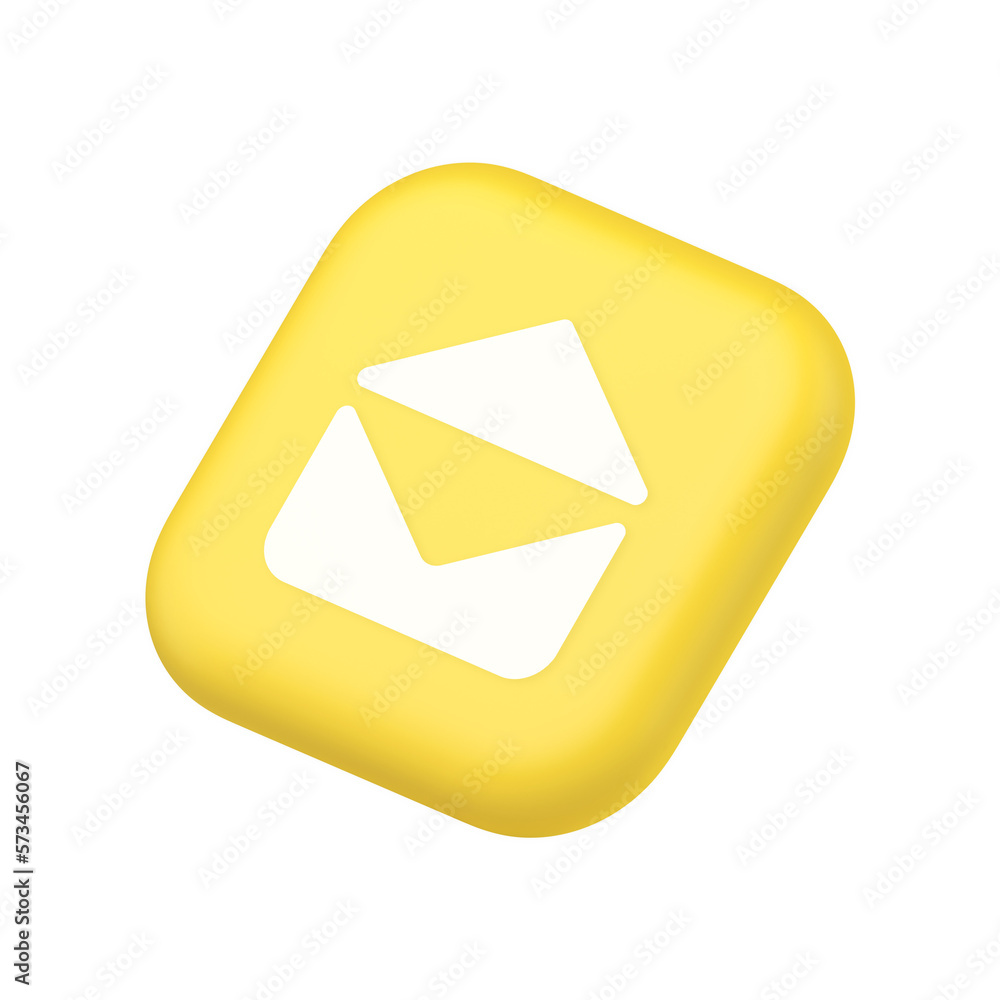 Poster email open envelope letter received incoming message button symbol website icon 3d rendering