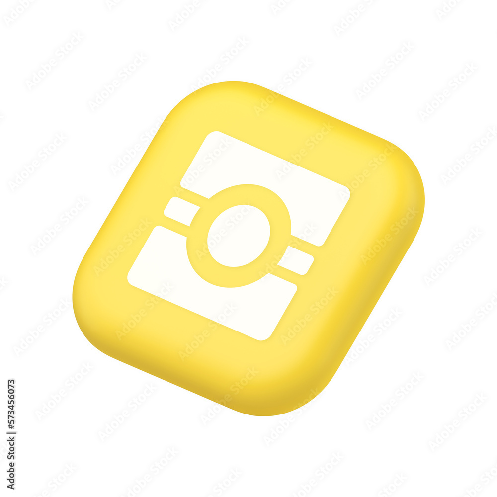 Poster camera photo video button multimedia photograph service symbol website icon 3d rendering