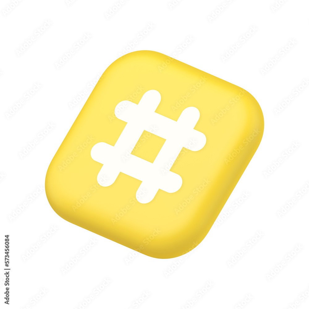 Poster hashtag button social network media communication symbol internet message key 3d isometric icon