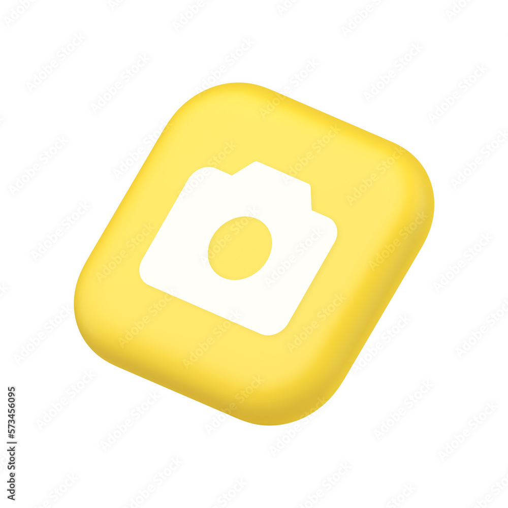 Poster camera multimedia content creation digital button symbol website icon 3d rendering