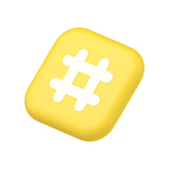 Hashtag button social network media communication symbol internet message key 3d isometric icon