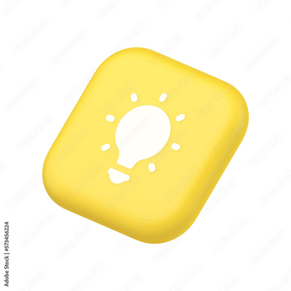 Poster light bulb illuminated innovation idea button brainstorming creative solution 3d isometric icon