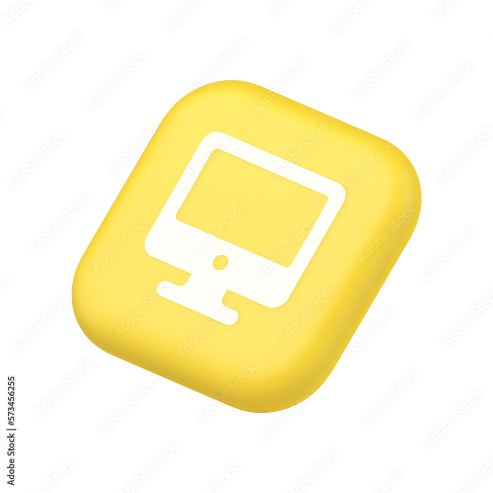 Poster computer monitor connection button cyberspace digital technology symbol website icon 3d rendering
