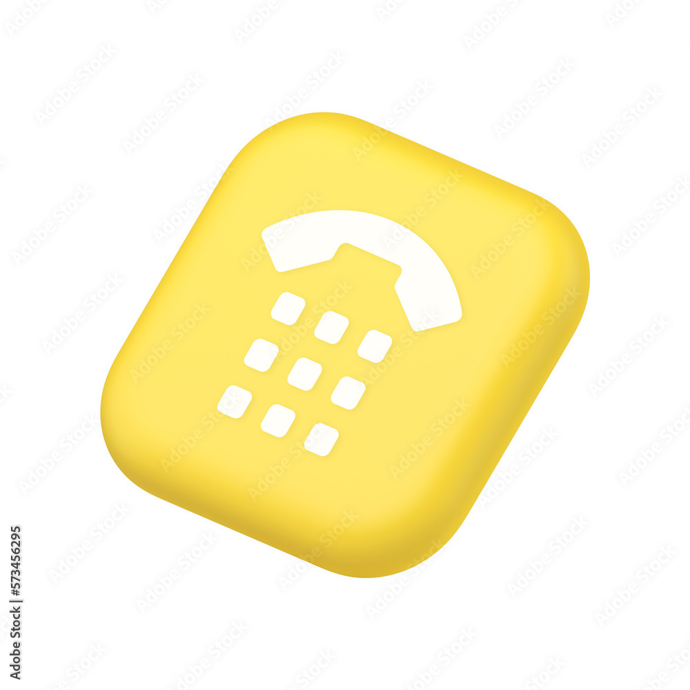Poster phone call button handset mobile contact communication symbol website icon 3d rendering