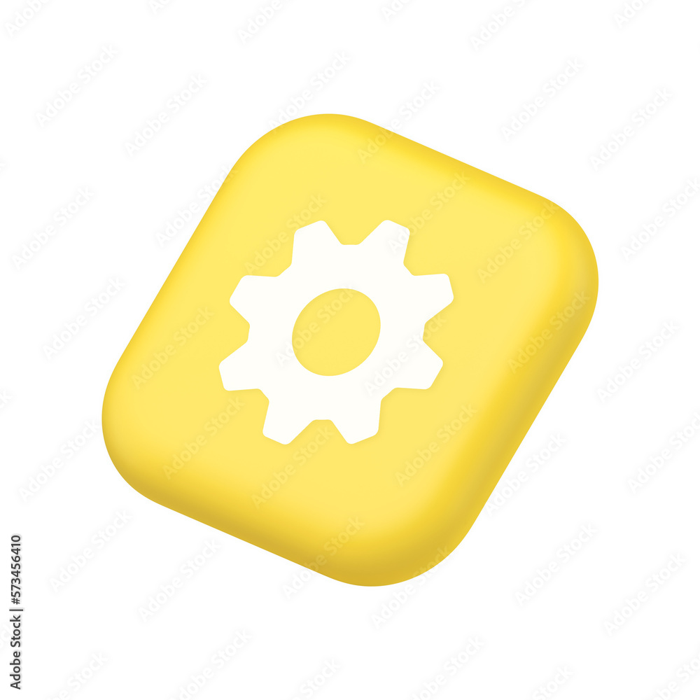 Poster cog gear button web technology setting repair business interface symbol website icon 3d rendering