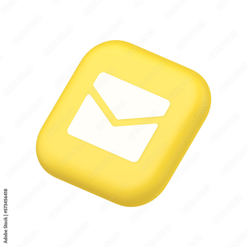 Poster newsletter inbox chat message button remotely communication digital notification 3d isometric icon