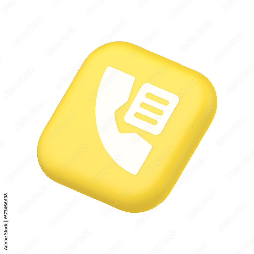 Poster phone book contact numbers list button search voice communication symbol website icon 3d rendering