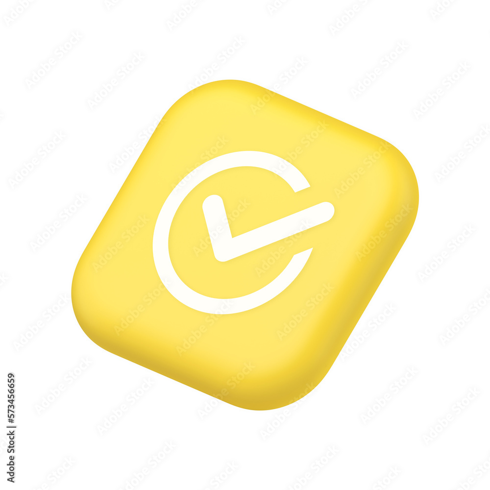 Poster checkmark in circle done approved button ok acceptance positive vote enter symbol website icon 3d re