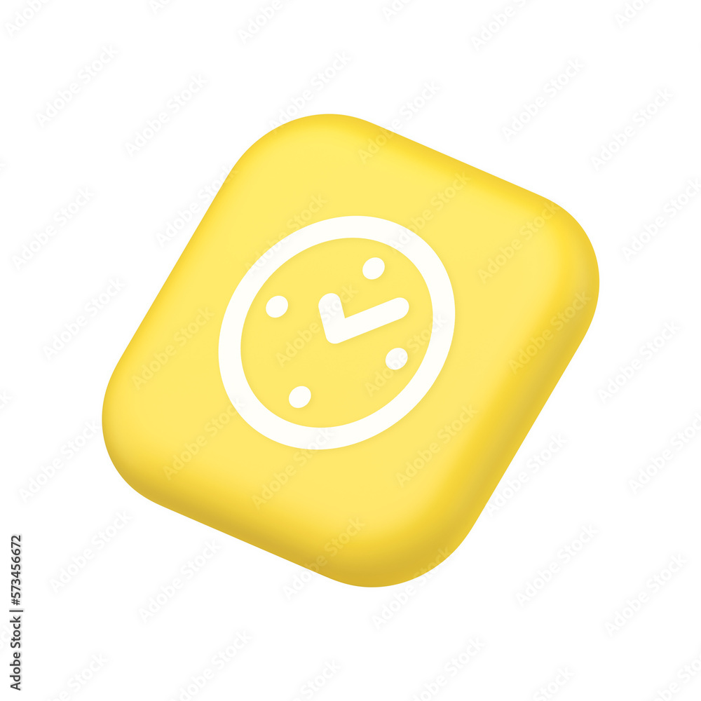 Poster watch time control button alarm clock deadline checking web app design symbol website icon 3d render