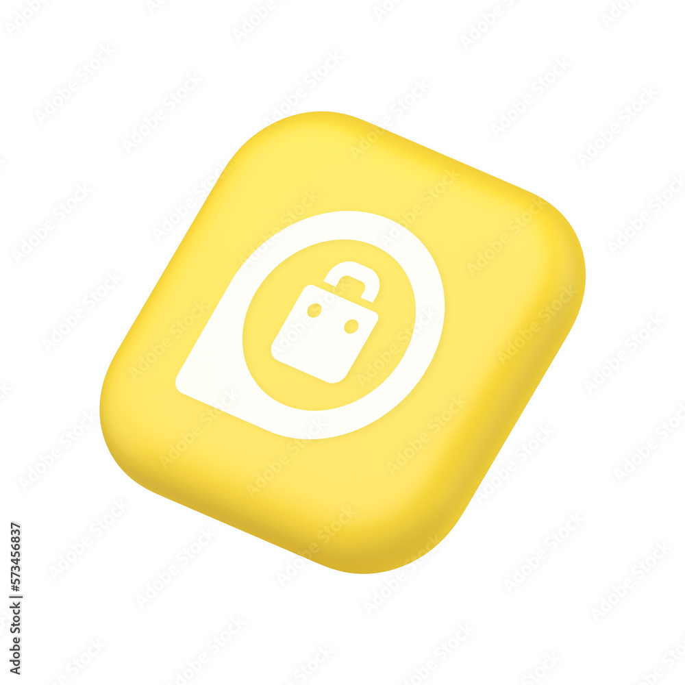 Poster shopping bag map pin pointer address navigation button store market location 3d isometric icon