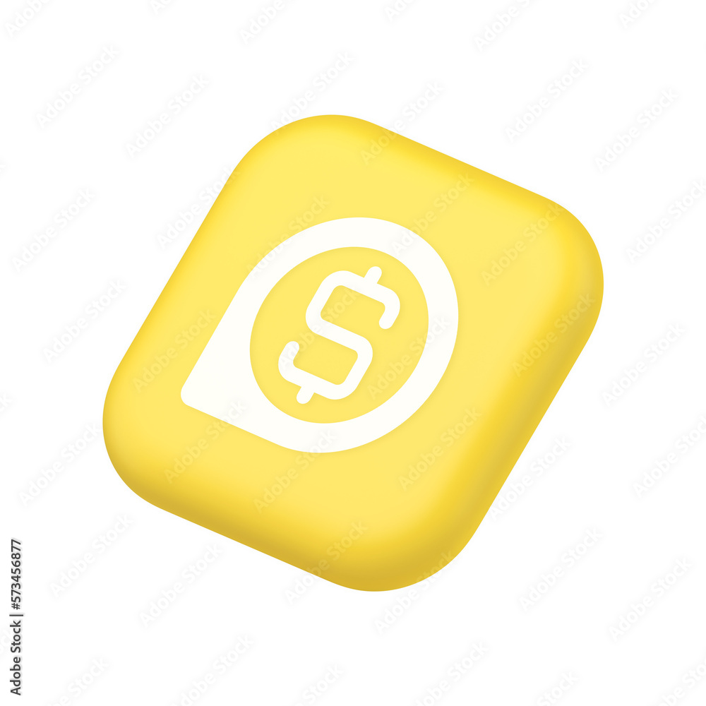 Poster bank money exchange map pin pointer button cash location dollar symbol web app design 3d isometric i