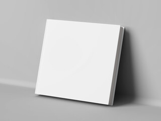 Book with blank white cover standing on gray background - Book cover mockup. 3d rendering