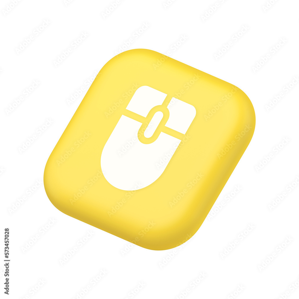 Poster mouse computer scrolling device cursor button click control cyberspace interface 3d isometric icon