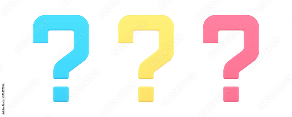 Poster question mark faq advise confusion idea help message information 3d icon set realistic vector