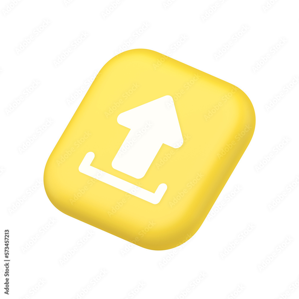 Poster upload up arrow button document multimedia file exchange cyberspace storage 3d isometric icon