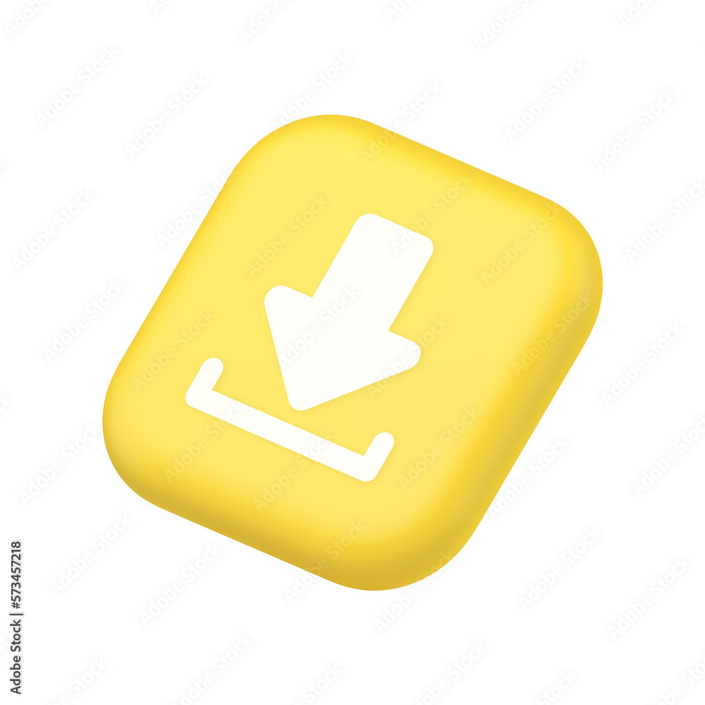 Aufkleber download down arrow cyberspace information storage button internet file browsing 3d isometric icon