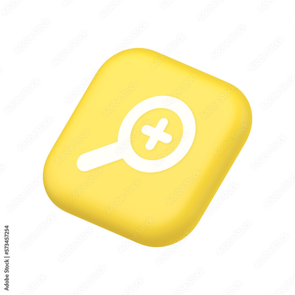 Poster zoom search cyberspace information button discovery magnifying glass plus symbol website icon 3d ren