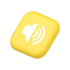 Volume sound button speaker acoustic level noise wave control symbol website icon 3d rendering