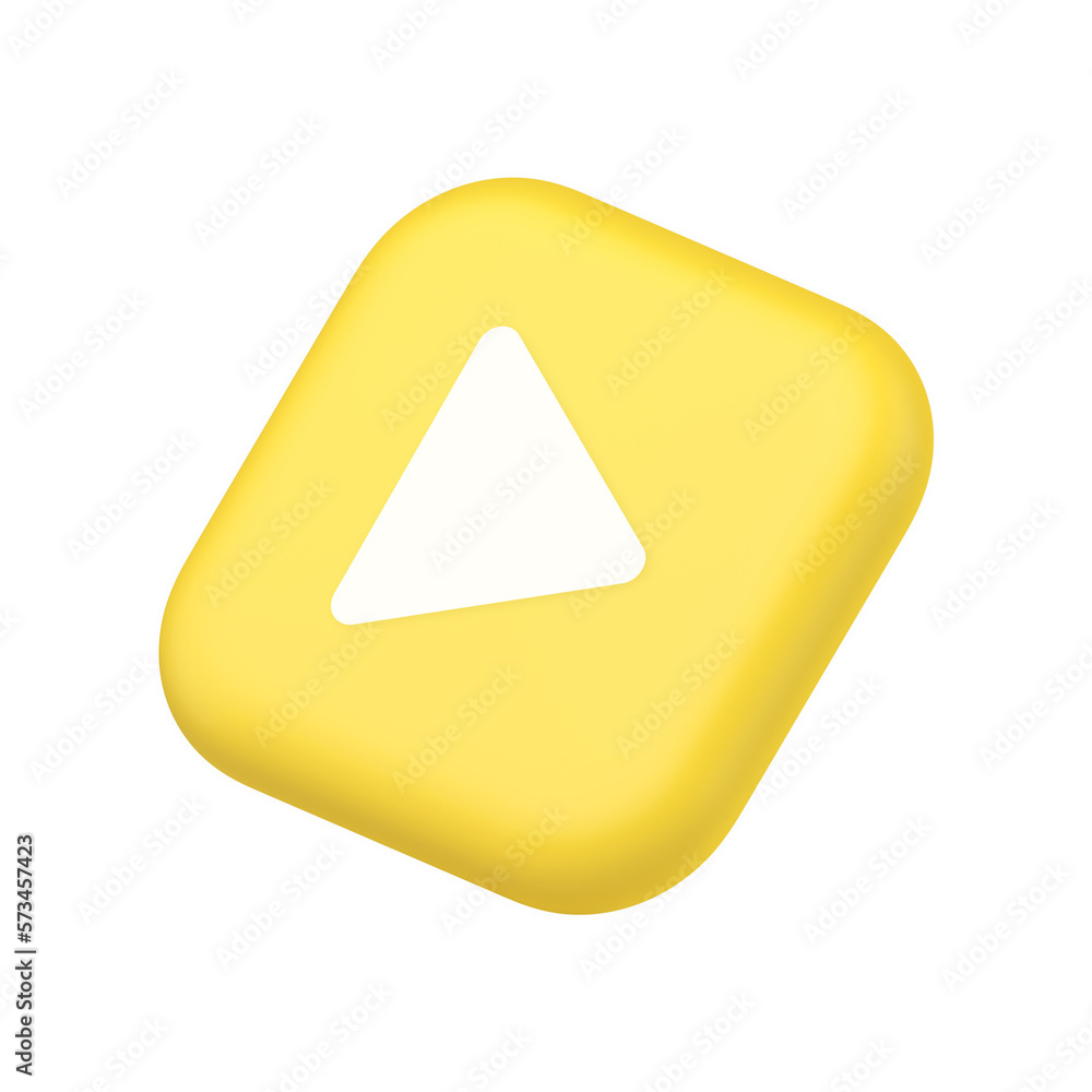 Poster play button triangle right arrow multimedia content player web app design symbol website icon 3d ren