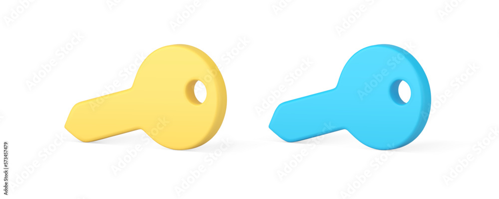 Poster key for keyhole door open internet app login password business solution isometric 3d icon set vector