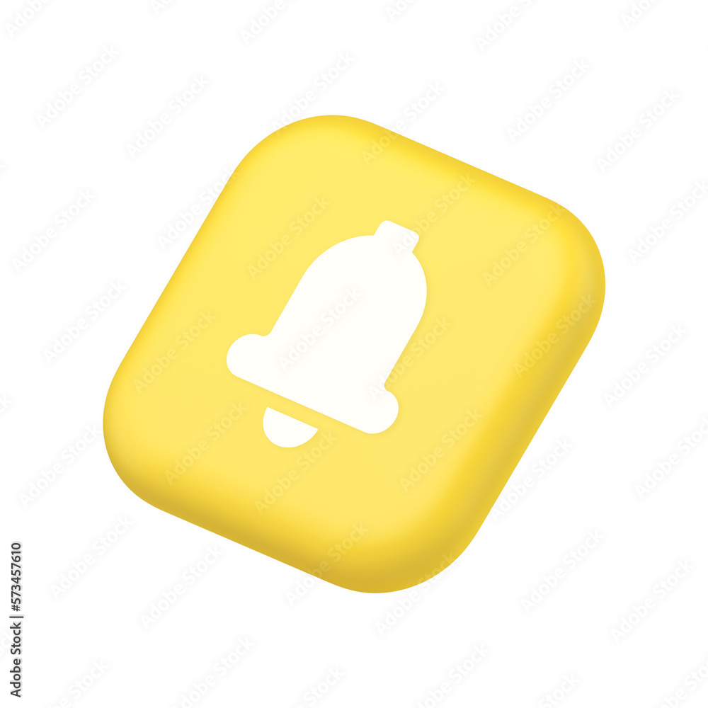 Poster handbell ring button cyberspace sound reminder service symbol website icon 3d rendering