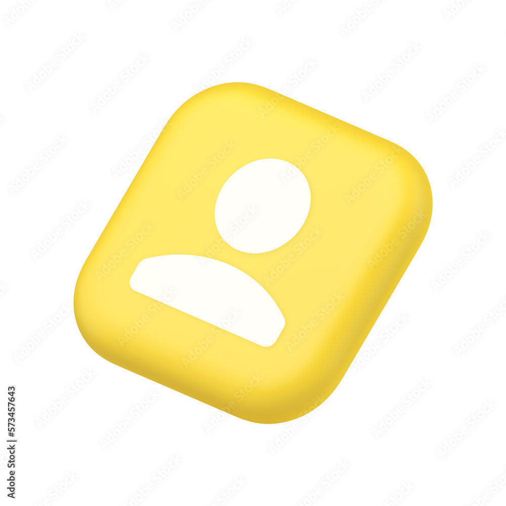 Aufkleber user person human contact button cyberspace account information web app symbol website icon 3d rende