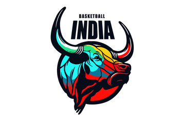 Sports team vector logo, bull style