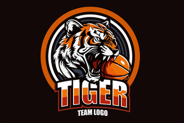 Sports team vector logo, tiger style