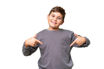 Little caucasian kid over isolated chroma key background proud and self-satisfied