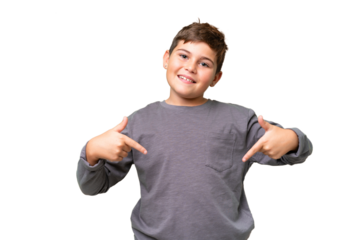 Little caucasian kid over isolated chroma key background proud and self-satisfied
