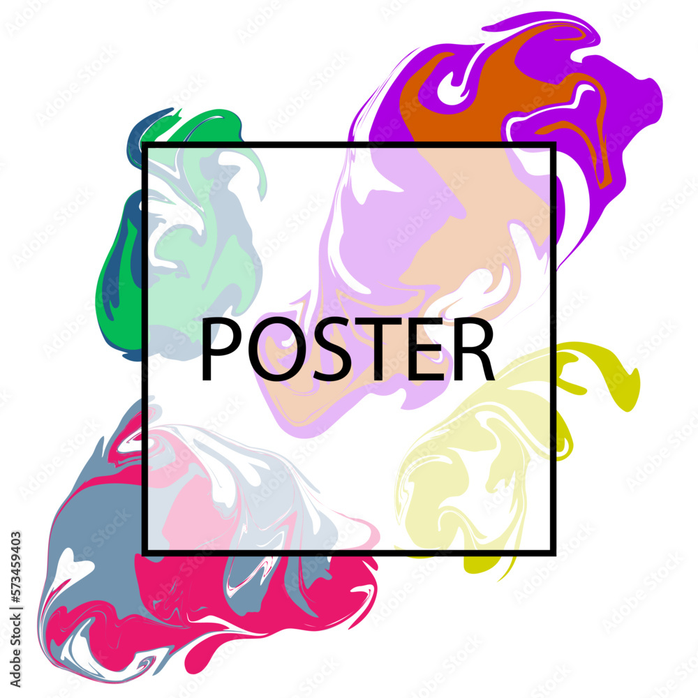 Aufkleber poster design with colorful fluid. abstract colored design with space for text. vector illustration