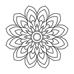 Easy Mandalas Flower Design. Elegant Simple mandala page intricate lines patterns wall art, invitations, branding,  designs, basic mandalas Coloring Book