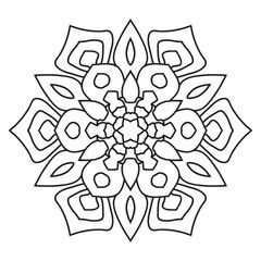 Fototapeta na wymiar Easy Mandalas Flower Design. Elegant Simple mandala page intricate lines patterns wall art, invitations, branding, designs, basic mandalas Coloring Book