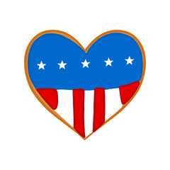 American Flag Heart Cookies