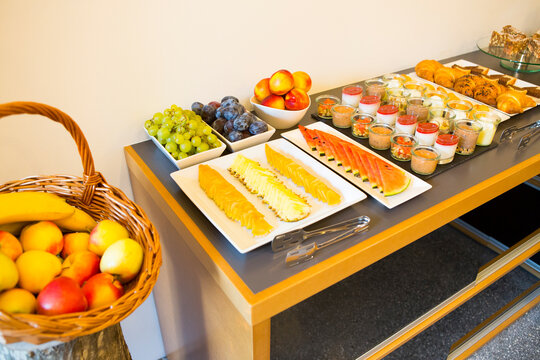 Healthy breakfast buffet in hotel in Bovec, Slovene Littoral, Slovenia