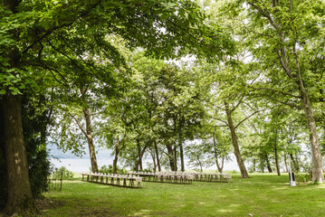 wedding tables for reception in the park whit tree