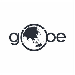 Globe and world map word design.