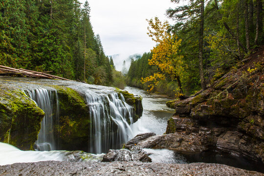 Scenery of waterfall near Mount St. Helens, Saint Helens, Washington State, USA