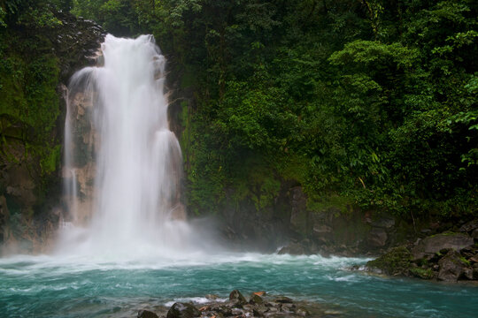 Waterfall in the rainforest at Rio Celeste