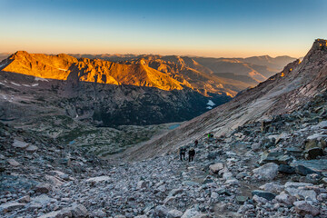 Sunrise beyond the Keyhole on the way to the top of Longs Peak.