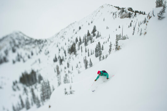 Man skiing in high mountains