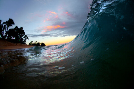 A wave breaking to shore.