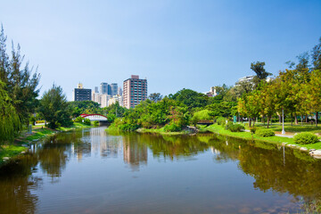 Fototapeta na wymiar Beautiful view of Central Park in Kaohsiung, Taiwan, It is one of the famous attractions in Kaohsiung.